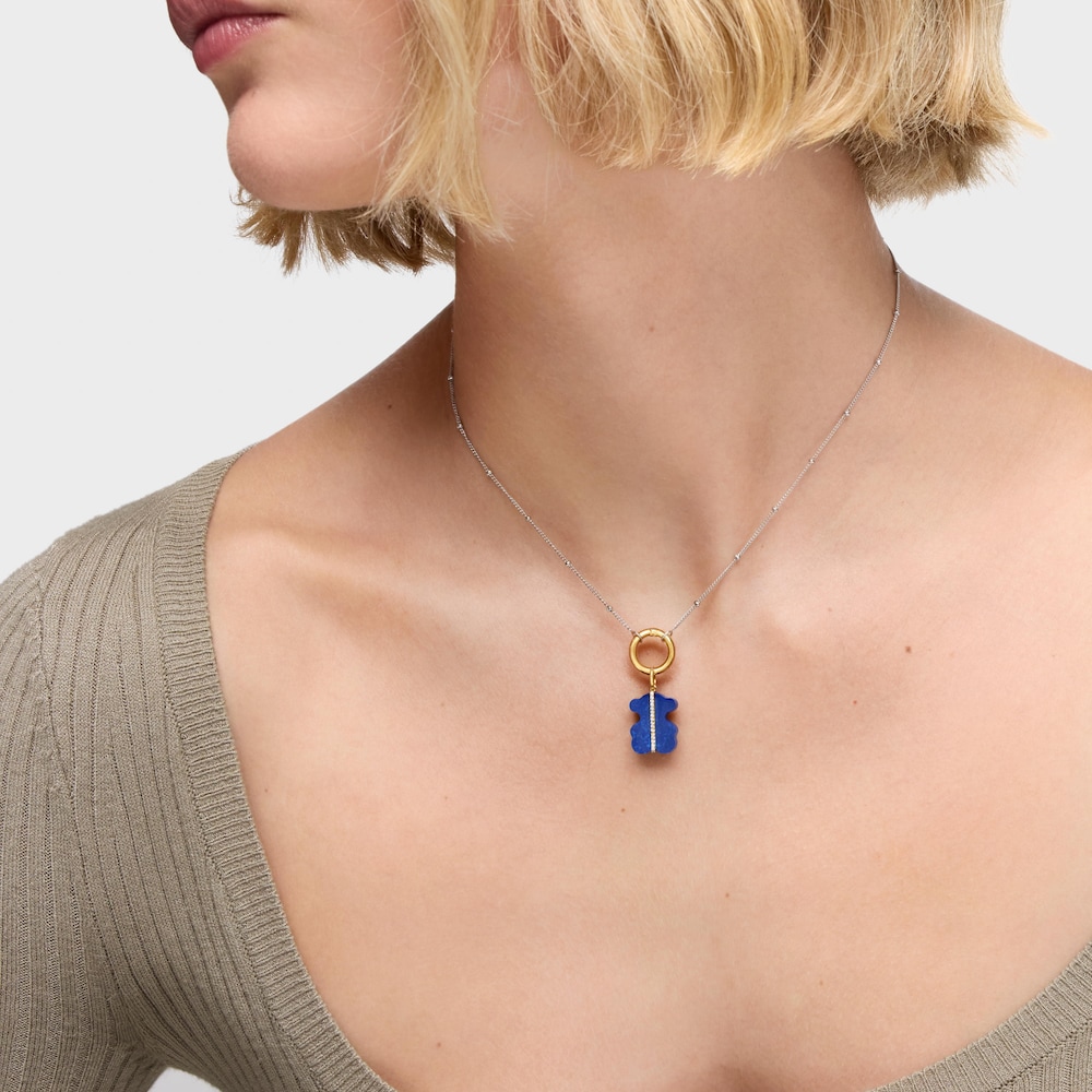 Pr&iacute;vesok medved&iacute;ka s&nbsp;diamantmi, lapis lazuli a&nbsp;14&nbsp;kt zlatom Sweet Dolls