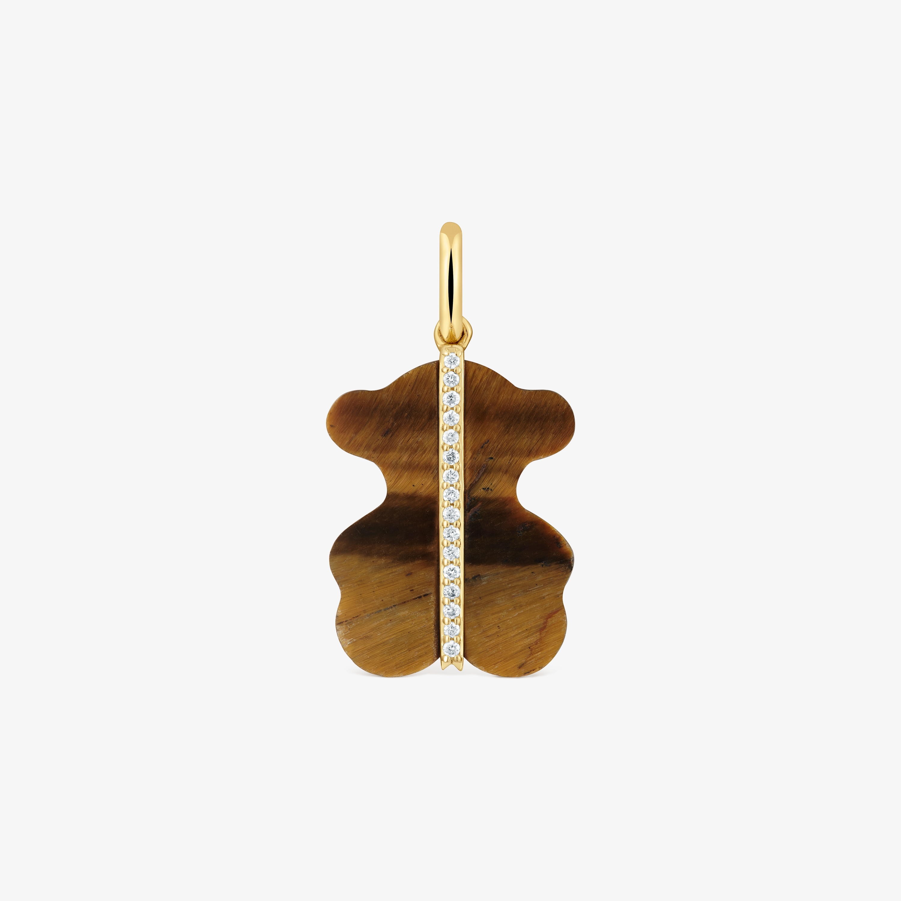 TOUS ゴールドトーン クマ型チャームK18 Bear Pendant with diamonds, tiger's eye and 14K solid gold Sweet