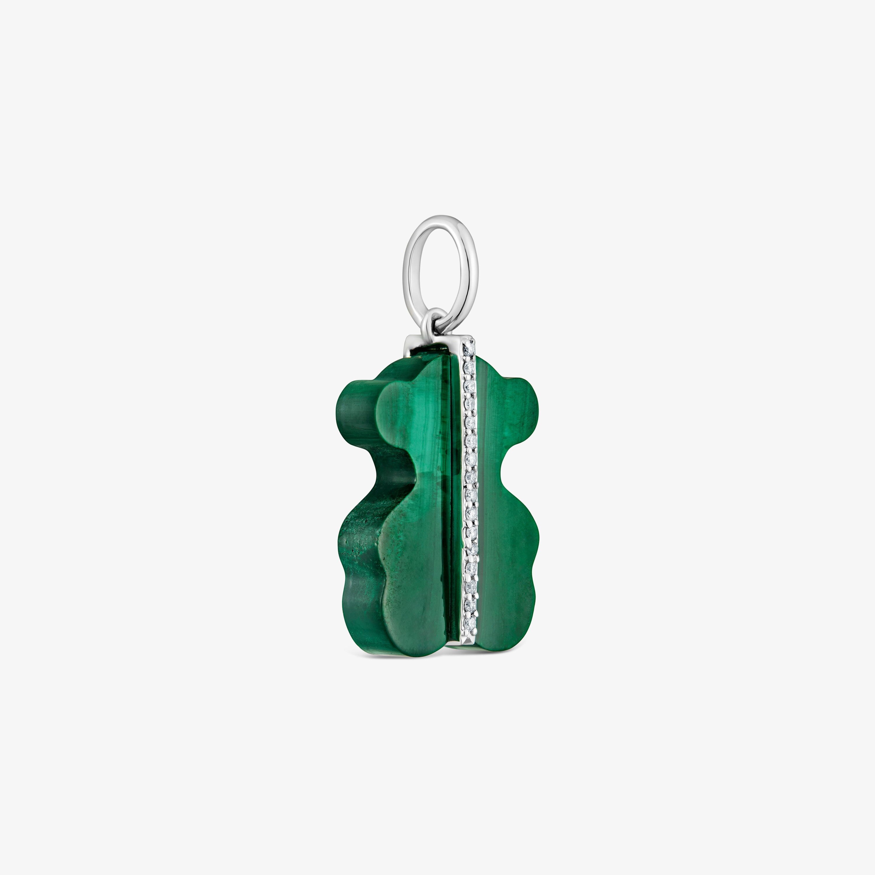 Bear Pendant with diamonds, malachite and 14K white gold Sweet Dolls