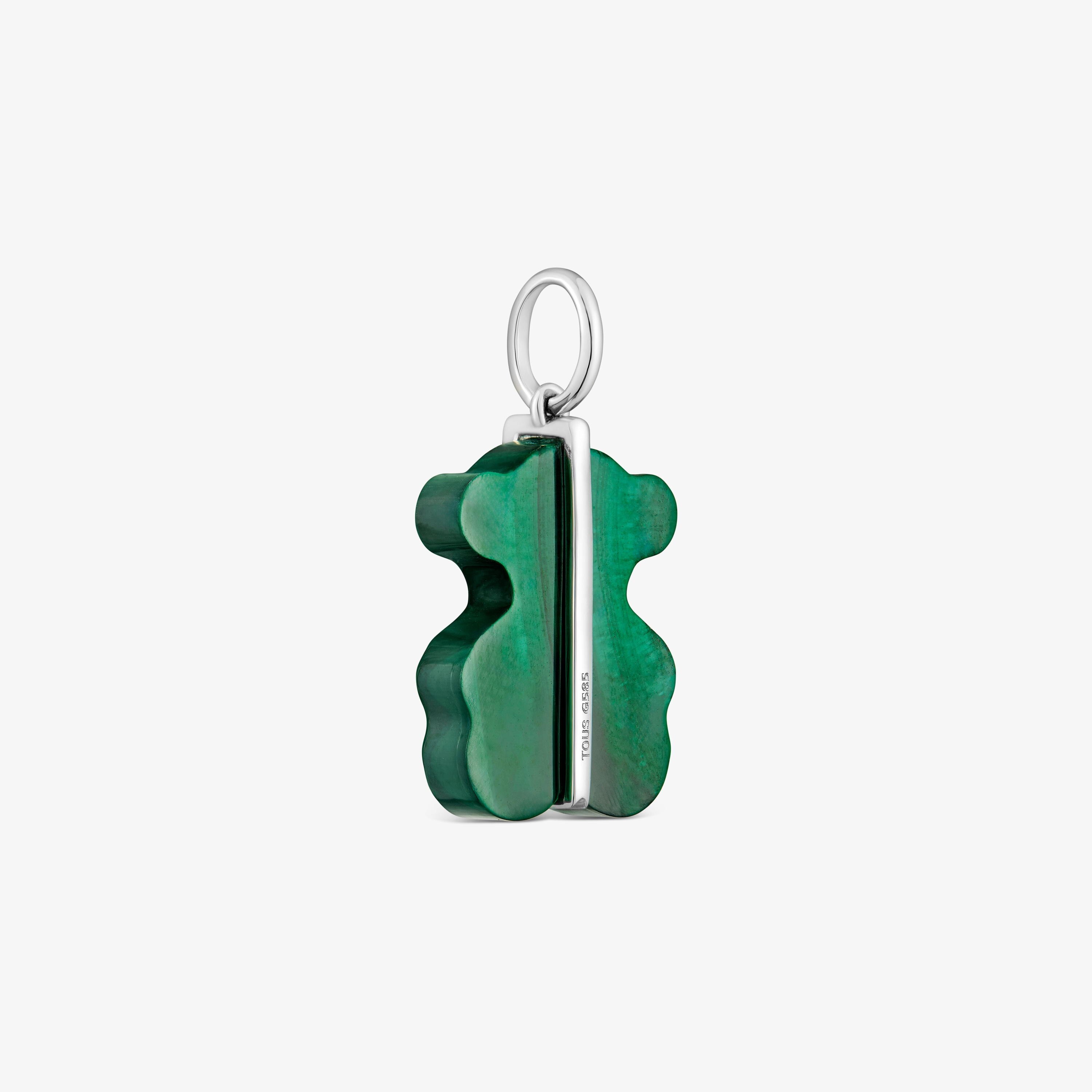 Bear Pendant with diamonds, malachite and 14K white gold Sweet Dolls