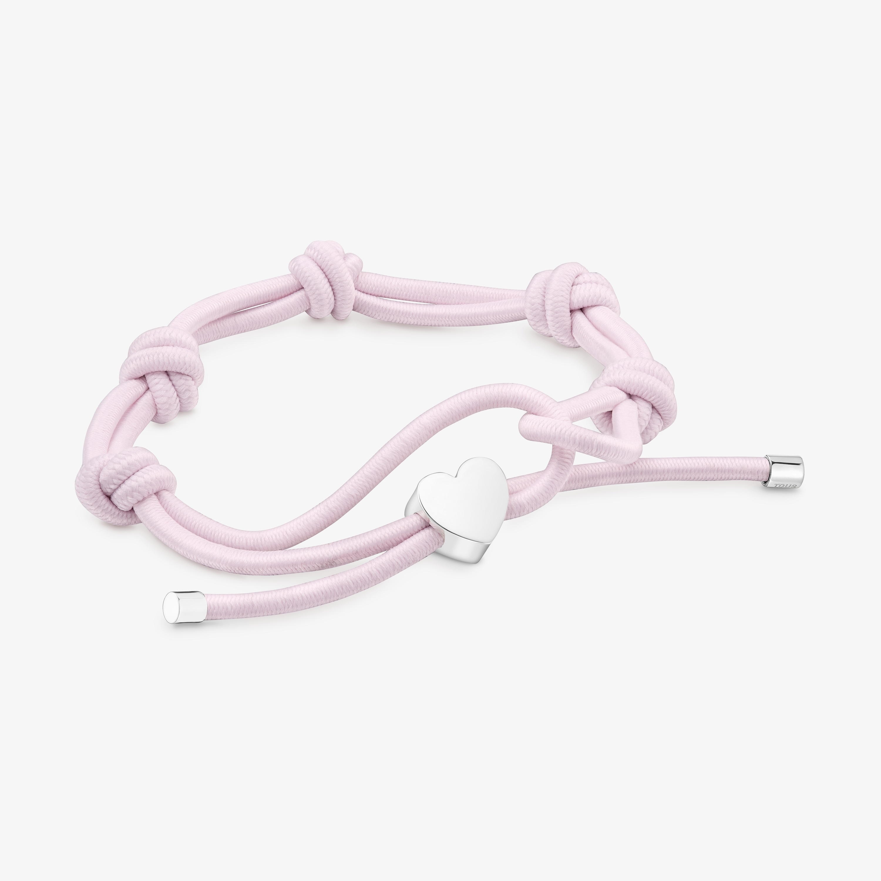 Pink elastic Bracelet and silver heart Sweet Dolls