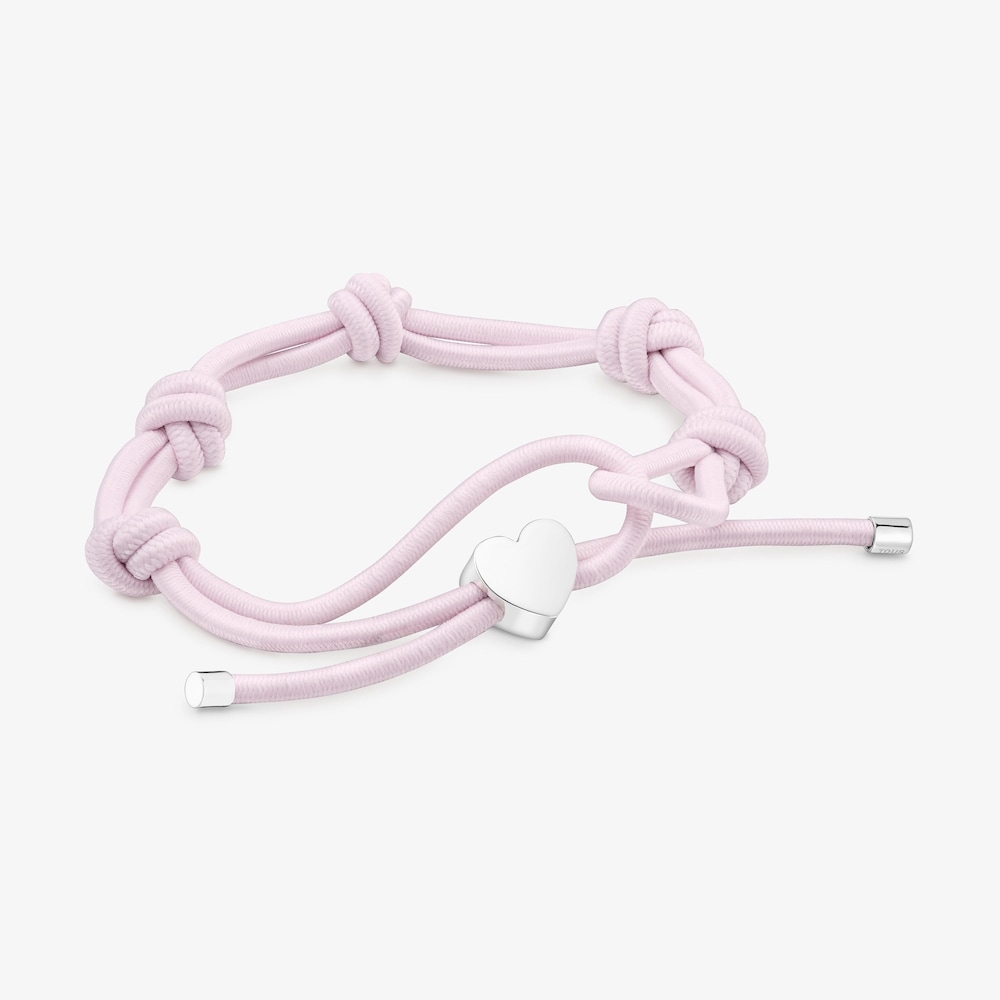 Pink elastic Bracelet and silver heart Sweet Dolls
