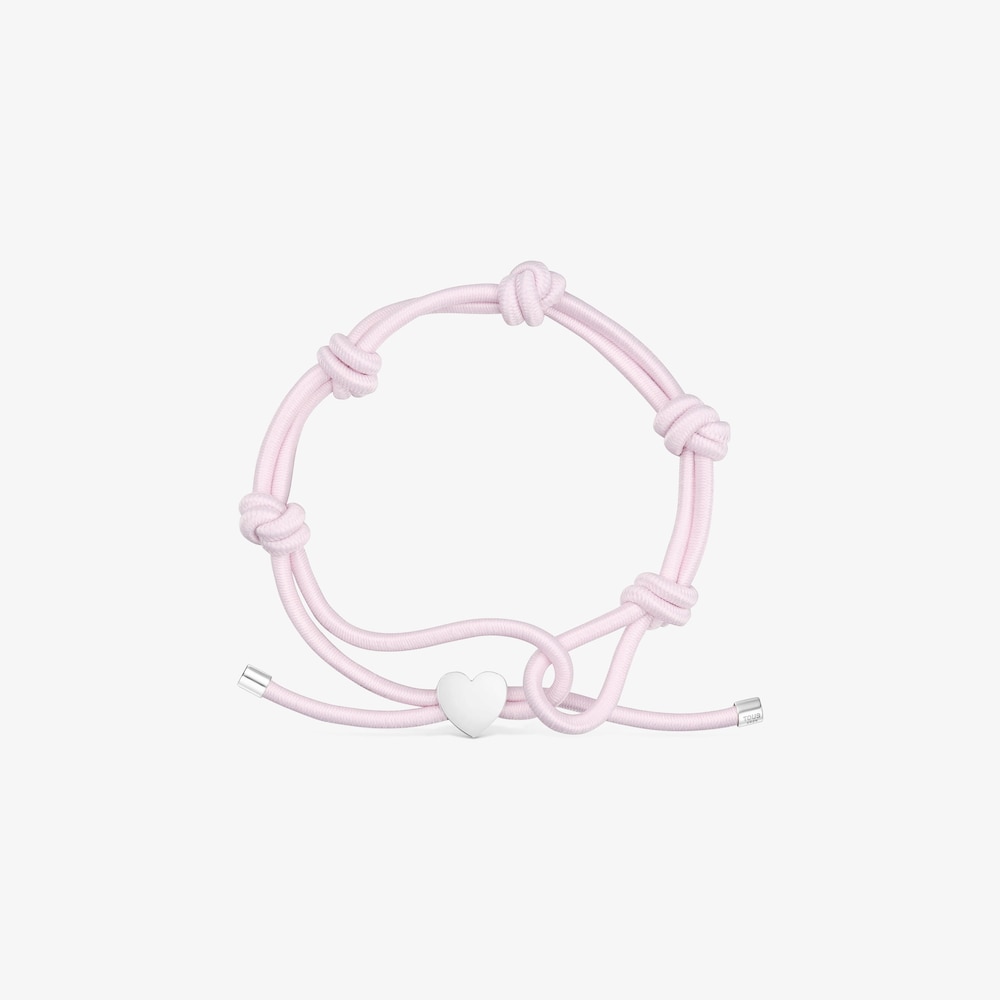 Pink elastic Bracelet and silver heart Sweet Dolls