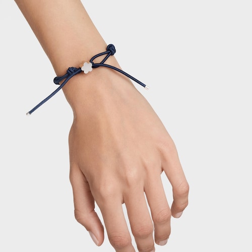 Pulsera elástica azul y flor de plata Sweet Dolls