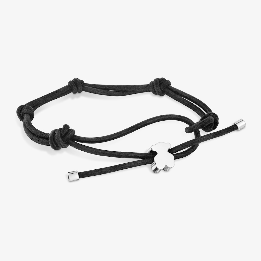 Black elastic Bracelet with silver bear Sweet Dolls