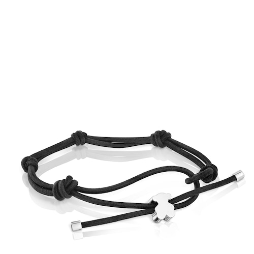 Black elastic Bracelet with silver bear Sweet Dolls