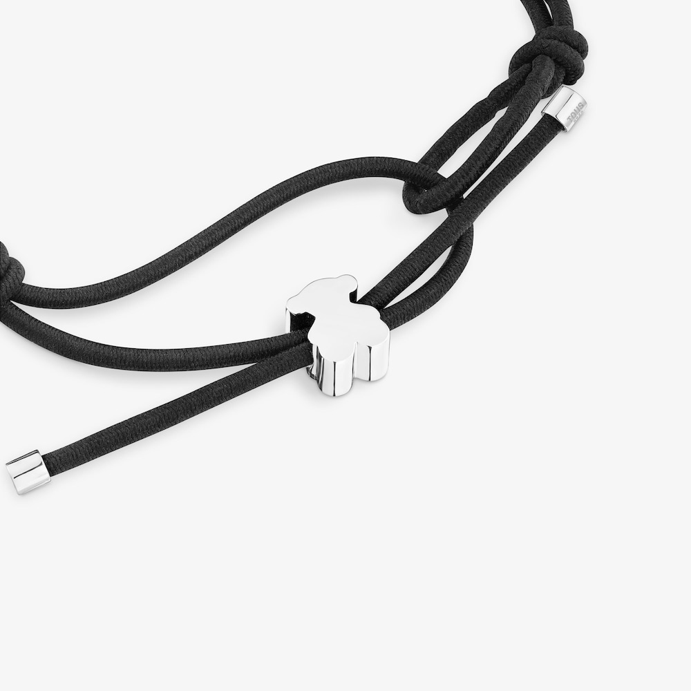 Black elastic Bracelet with silver bear Sweet Dolls