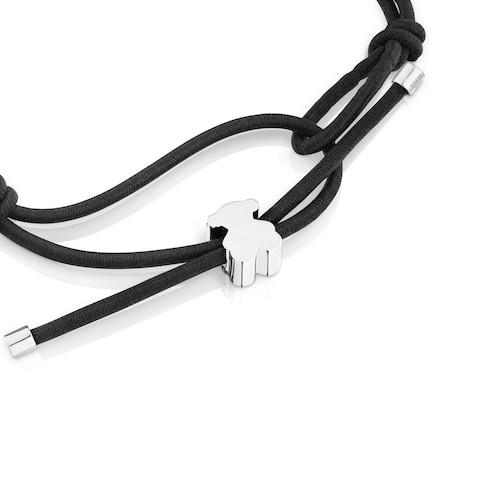 Black elastic Bracelet with silver bear Sweet Dolls