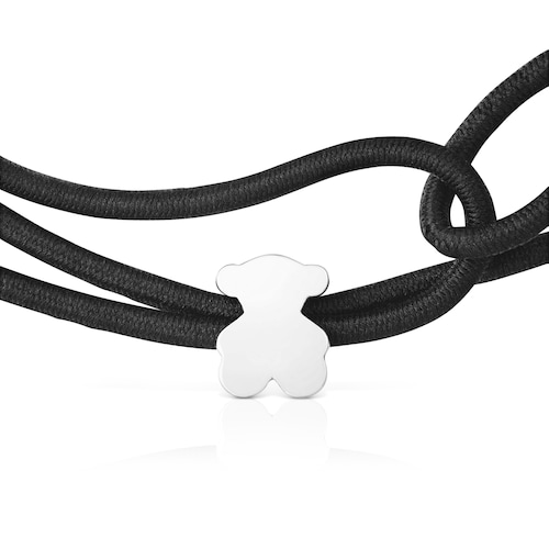 Black elastic Bracelet with silver bear Sweet Dolls