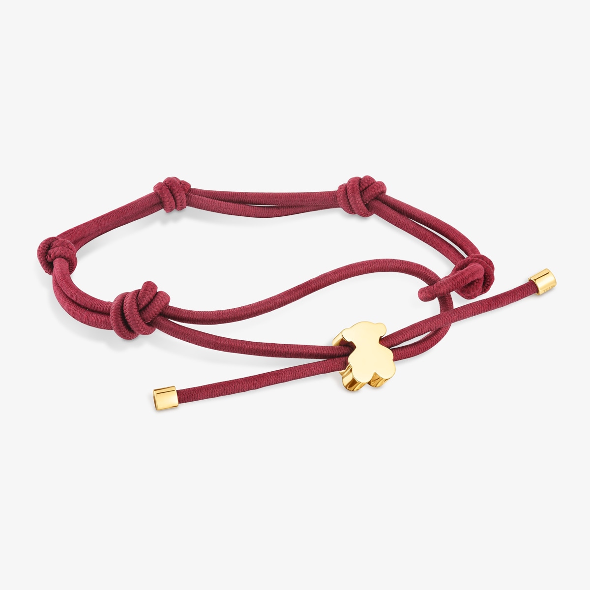 Tous - Pulsera Elástica Burdeos Y Oso Con Baño De Oro 18 Kt Sobre Plata Sweet Dolls - Rojo