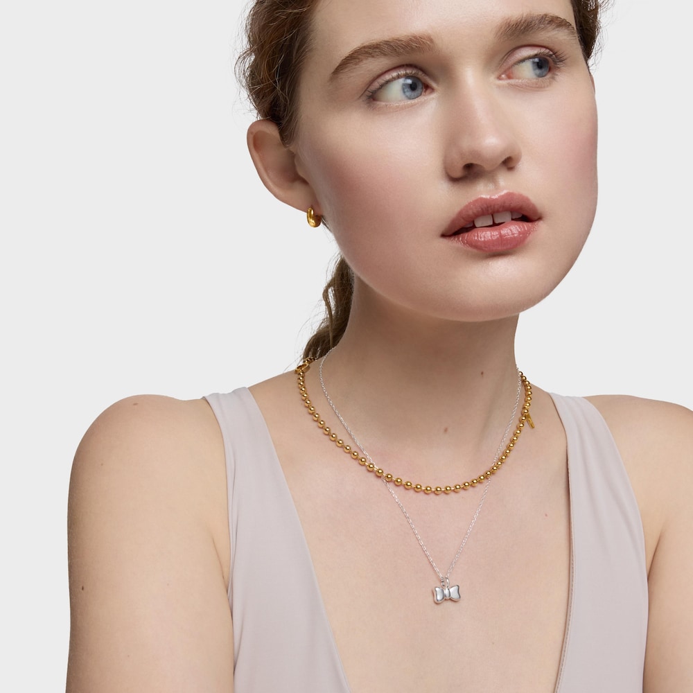 Wisiorek ze srebra z kokardą i pierścionkiem 15 mm TOUS Ribbon