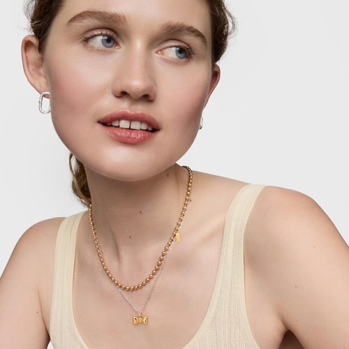 Colgante lazo anilla con baño de oro de 18 kt sobre plata 15 mm TOUS Ribbon
