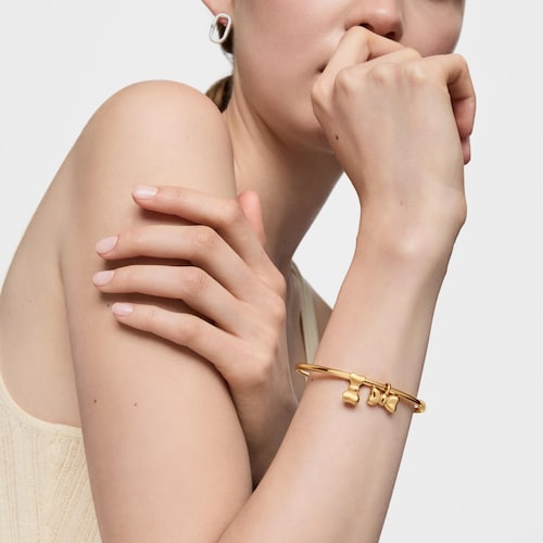 Colgante lazo anilla con baño de oro de 18 kt sobre plata 15 mm TOUS Ribbon