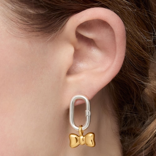 Colgante lazo anilla con baño de oro de 18 kt sobre plata 15 mm TOUS Ribbon