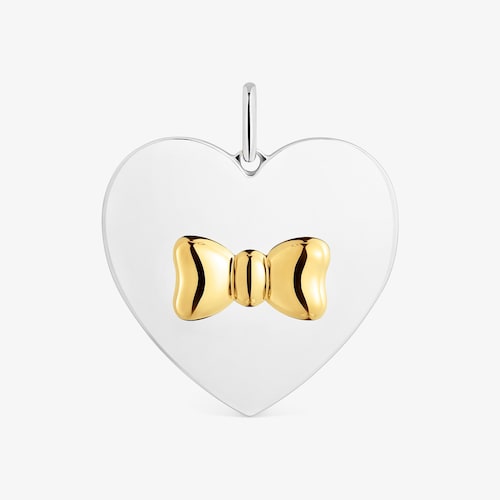 Pingente cora&ccedil;&atilde;o motivo la&ccedil;o bicolor TOUS Ribbon