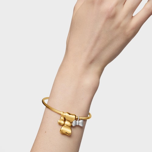 Colgante lazo con baño de oro de 18 kt sobre plata 25 mm TOUS Ribbon