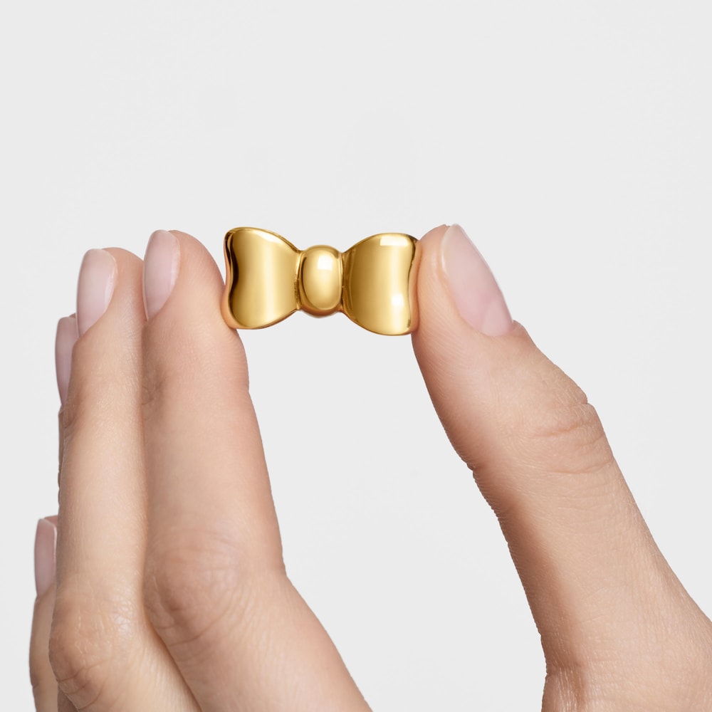 Colgante lazo con ba&ntilde;o de oro de 18&nbsp;kt sobre plata 25&nbsp;mm TOUS Ribbon