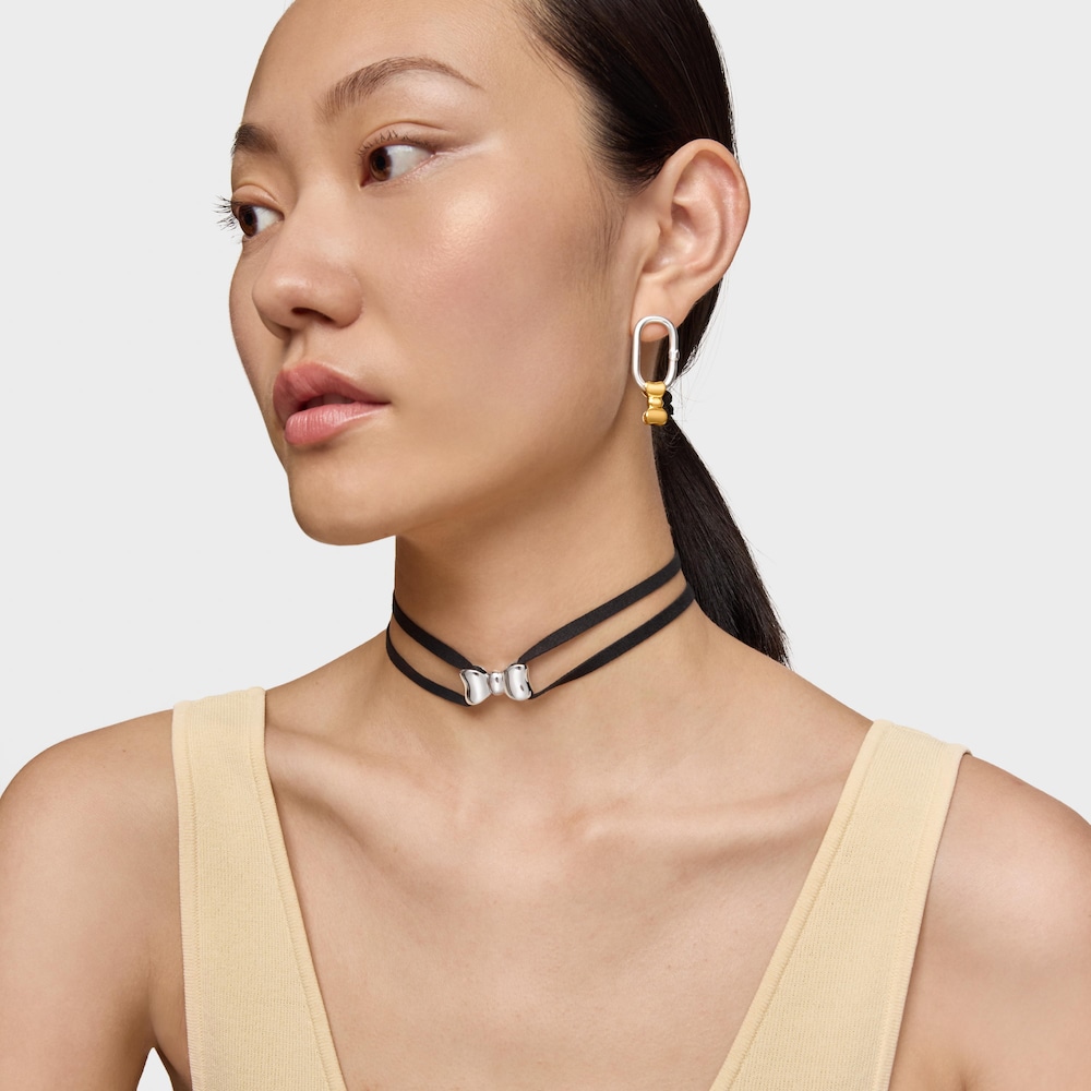 Suedette Choker with 25&nbsp;mm silver bow TOUS Ribbon