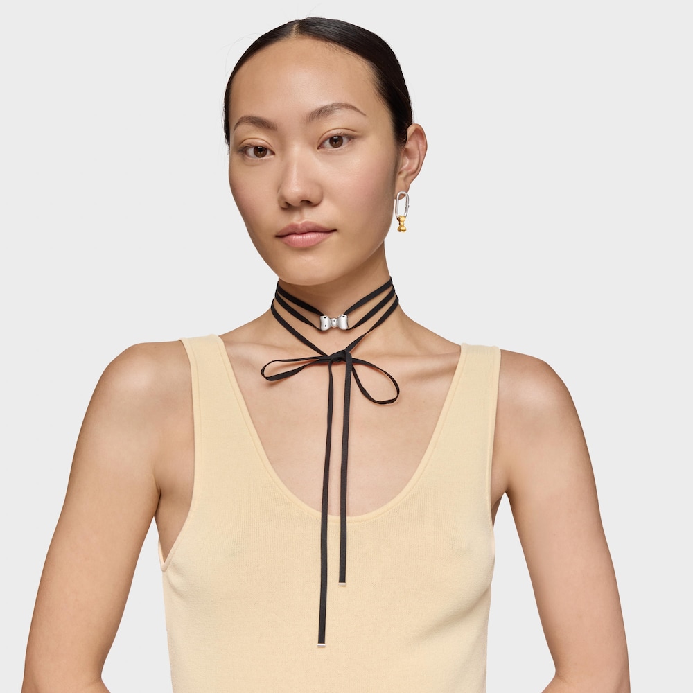 Suedette Choker with 25&nbsp;mm silver bow TOUS Ribbon