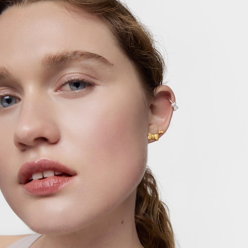 Pendientes lazo con baño de oro de 18 kt sobre plata TOUS Ribbon