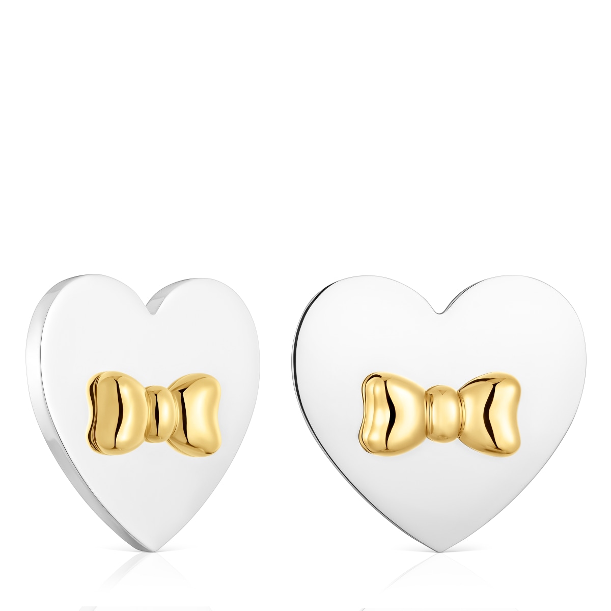 Tous - Pendientes Corazón Motivo Lazo Bicolor Tous Ribbon - Plateado