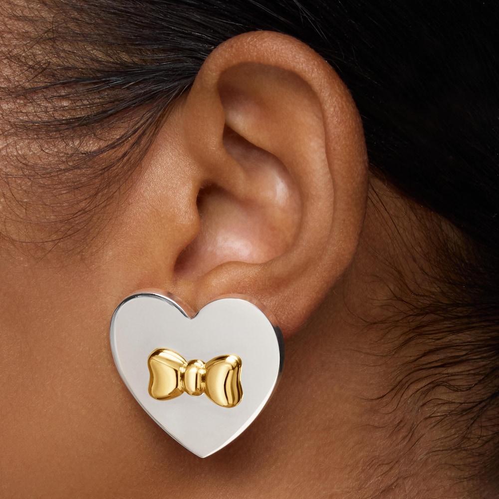 Dwukolorowe Kolczyki w kształcie serca z motywem kokardy TOUS Ribbon