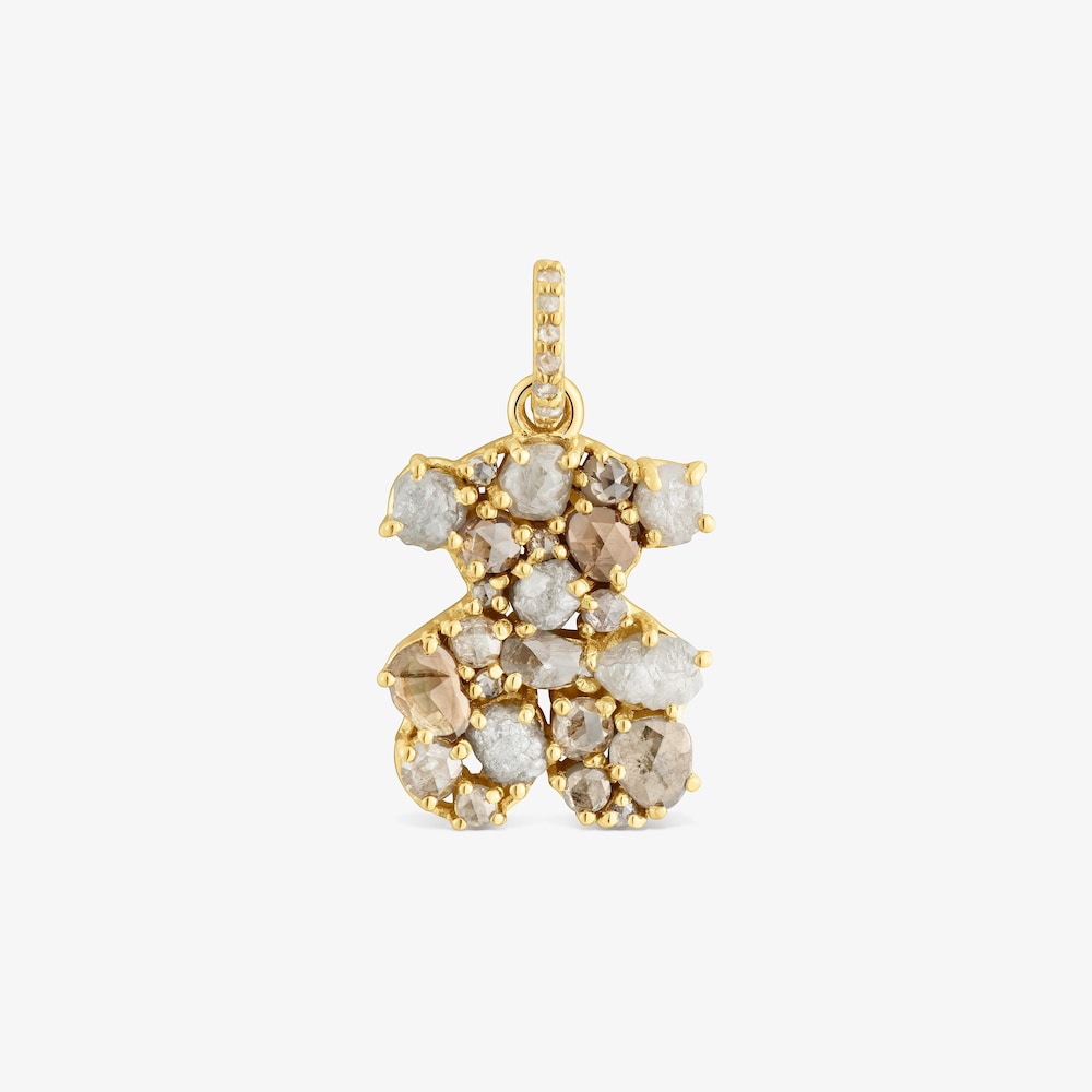 Anh&auml;nger TOUS Sweet 40s mit B&auml;renmotiv aus 18&nbsp;kt vergoldetem Silber mit Diamanten