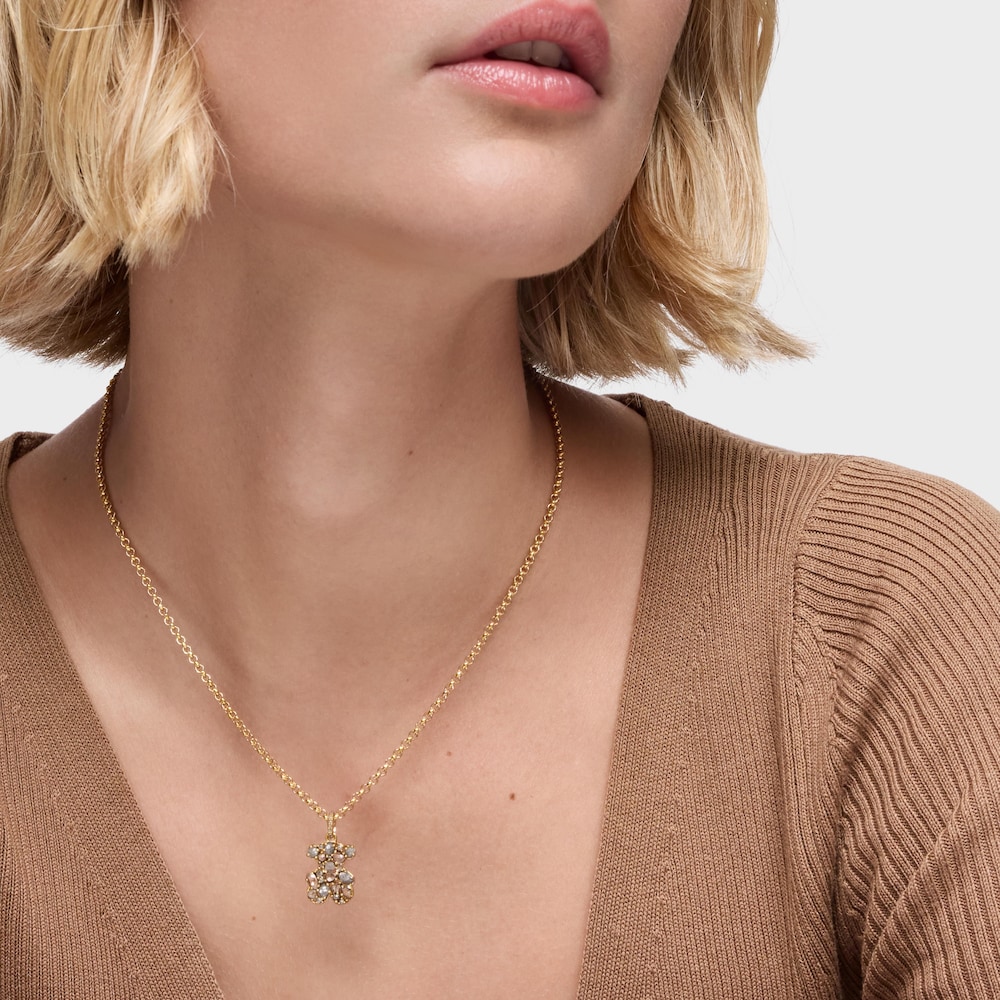 Anh&auml;nger TOUS Sweet 40s mit B&auml;renmotiv aus 18&nbsp;kt vergoldetem Silber mit Diamanten