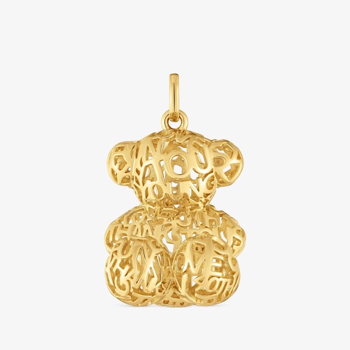 Pingente urso recortado com banho de ouro de 18&nbsp;K sobre prata Bold Bear