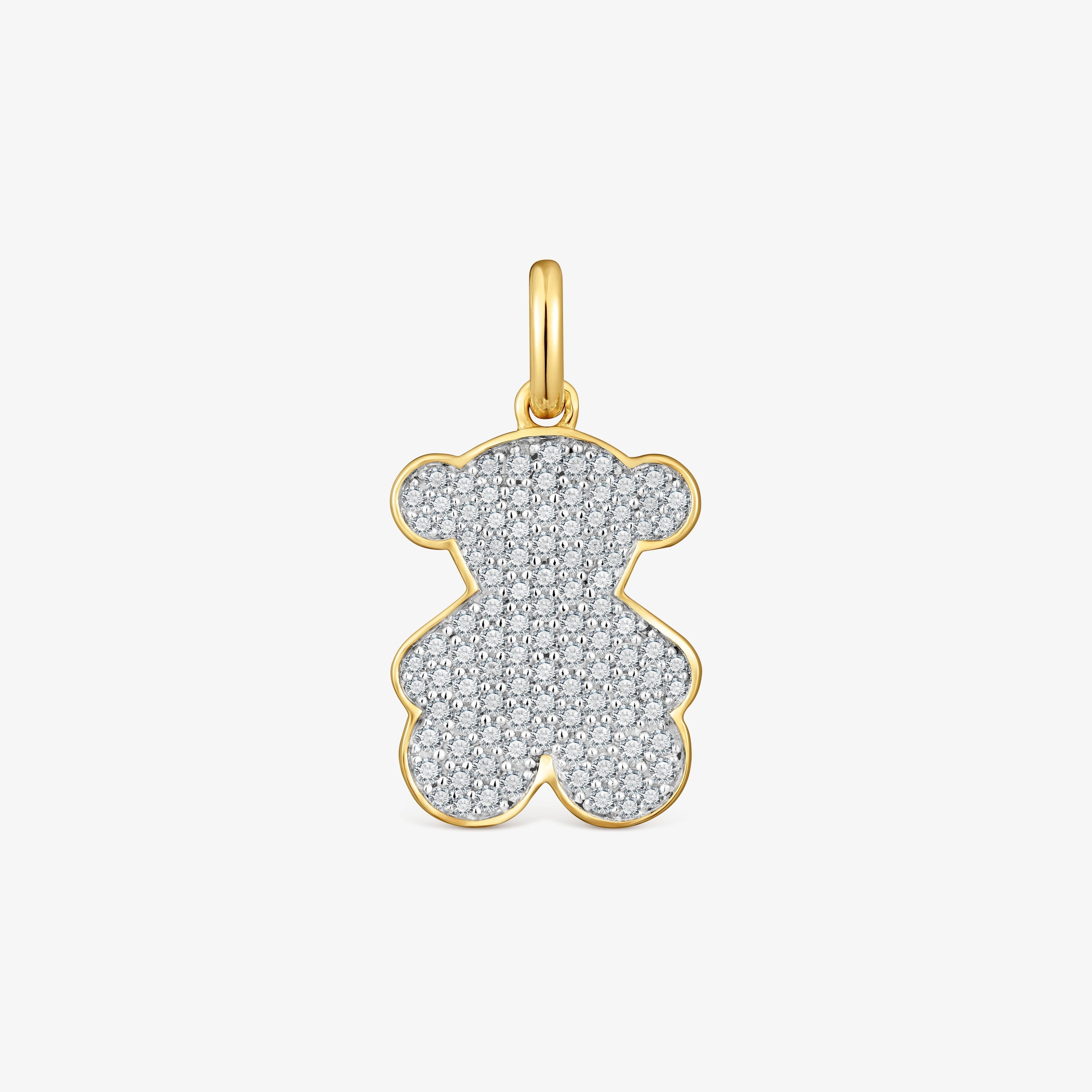 Bear Pendant with 18kt gold plating over silver and diamonds Sweet Dolls