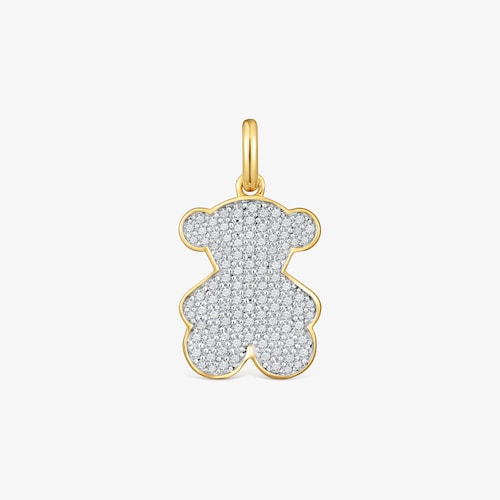 Colgante oso con ba&ntilde;o de oro 18 kt sobre plata y diamantes Sweet Dolls