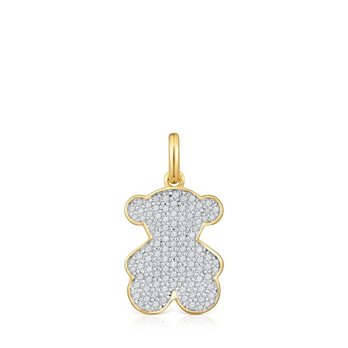Colgante oso con baño de oro 18 kt sobre plata y diamantes Sweet Dolls