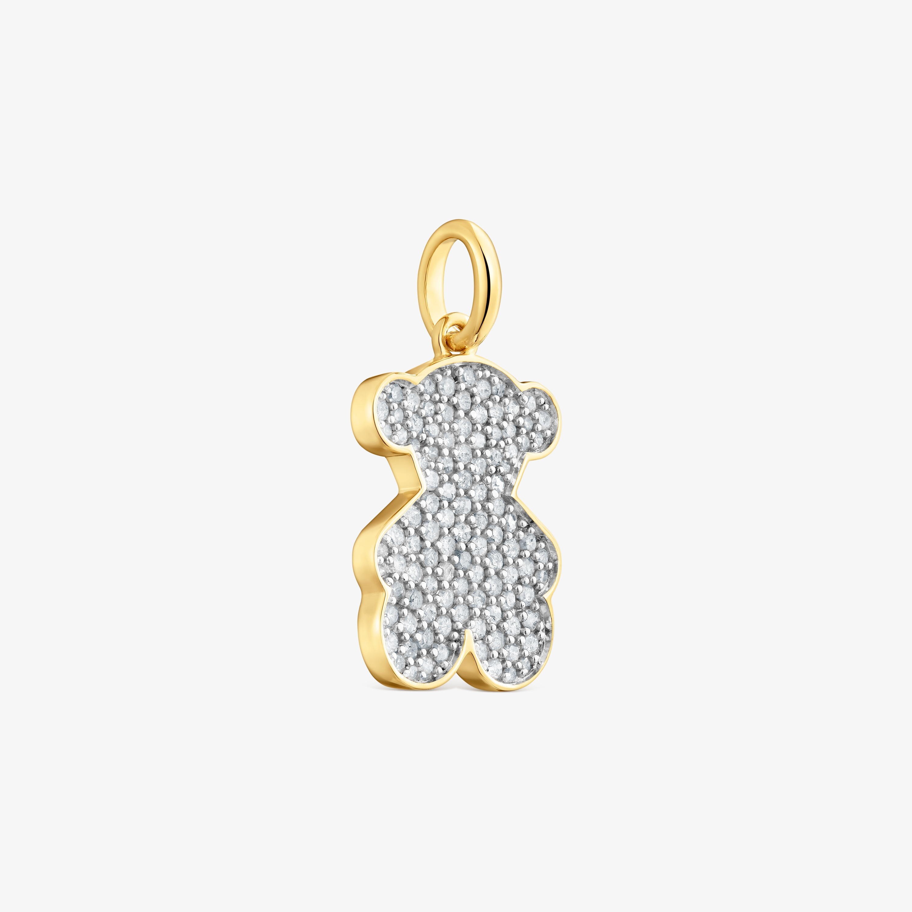 Bear Pendant with 18kt gold plating over silver and diamonds Sweet Dolls