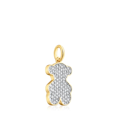 Colgante oso con baño de oro 18 kt sobre plata y diamantes Sweet Dolls
