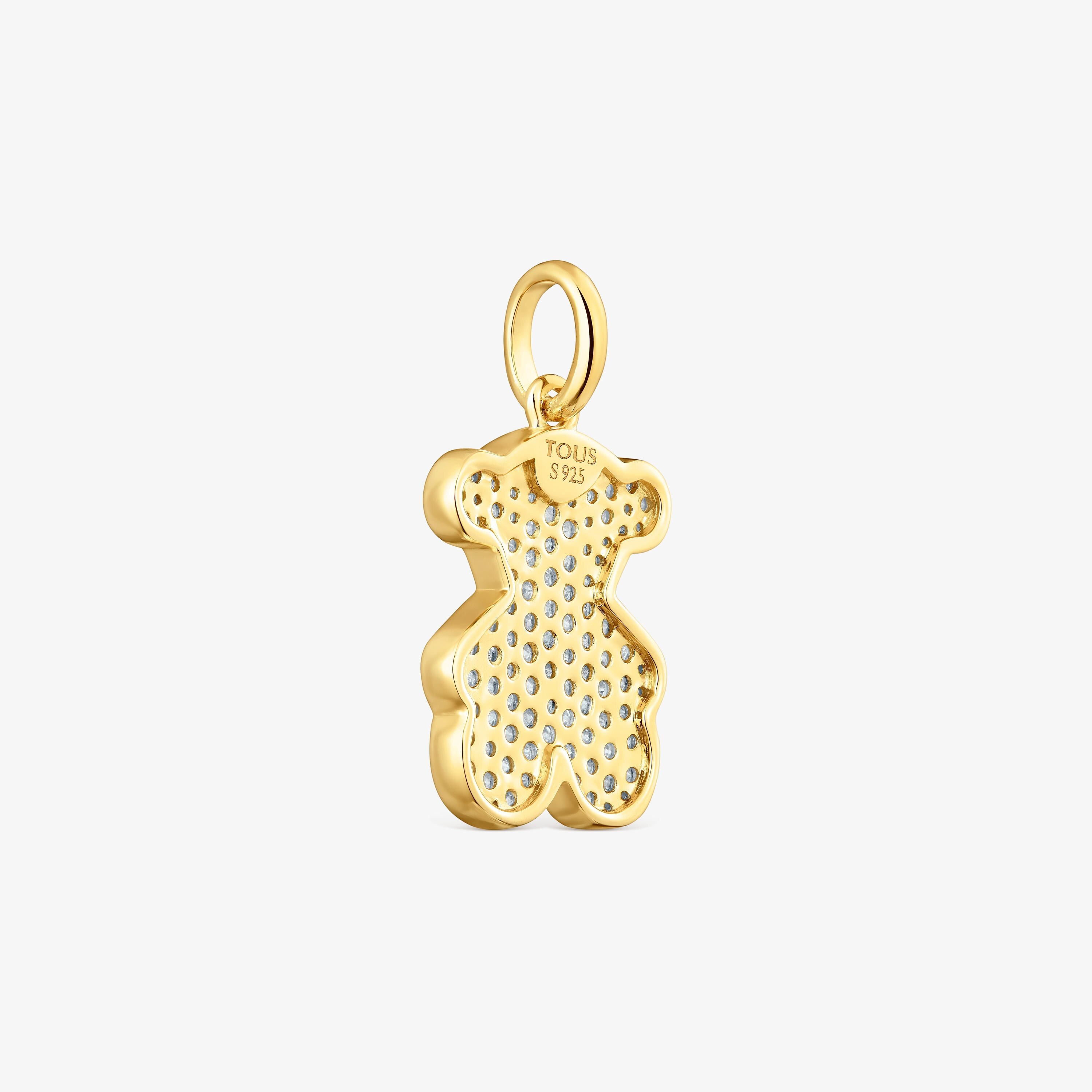 Bear Pendant with 18kt gold plating over silver and diamonds Sweet Dolls