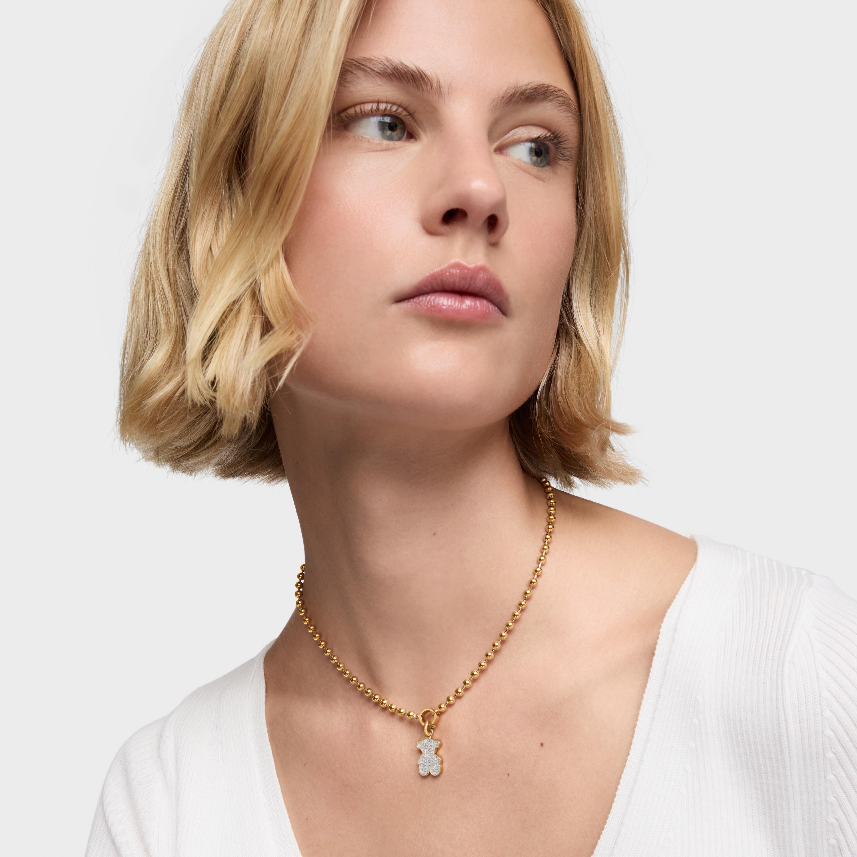 Bear Pendant with 18kt gold plating over silver and diamonds Sweet Dolls