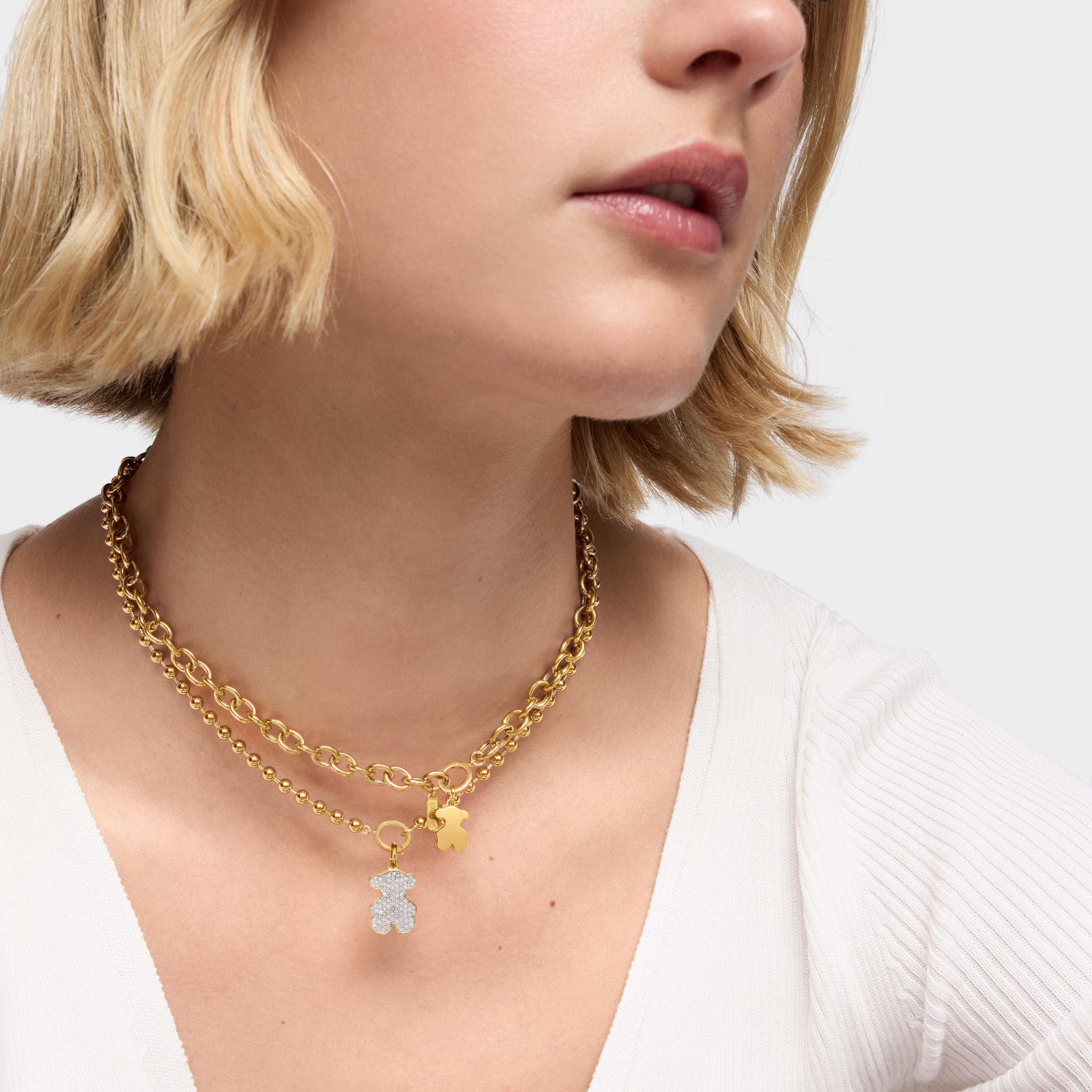 Bear Pendant with 18kt gold plating over silver and diamonds Sweet Dolls