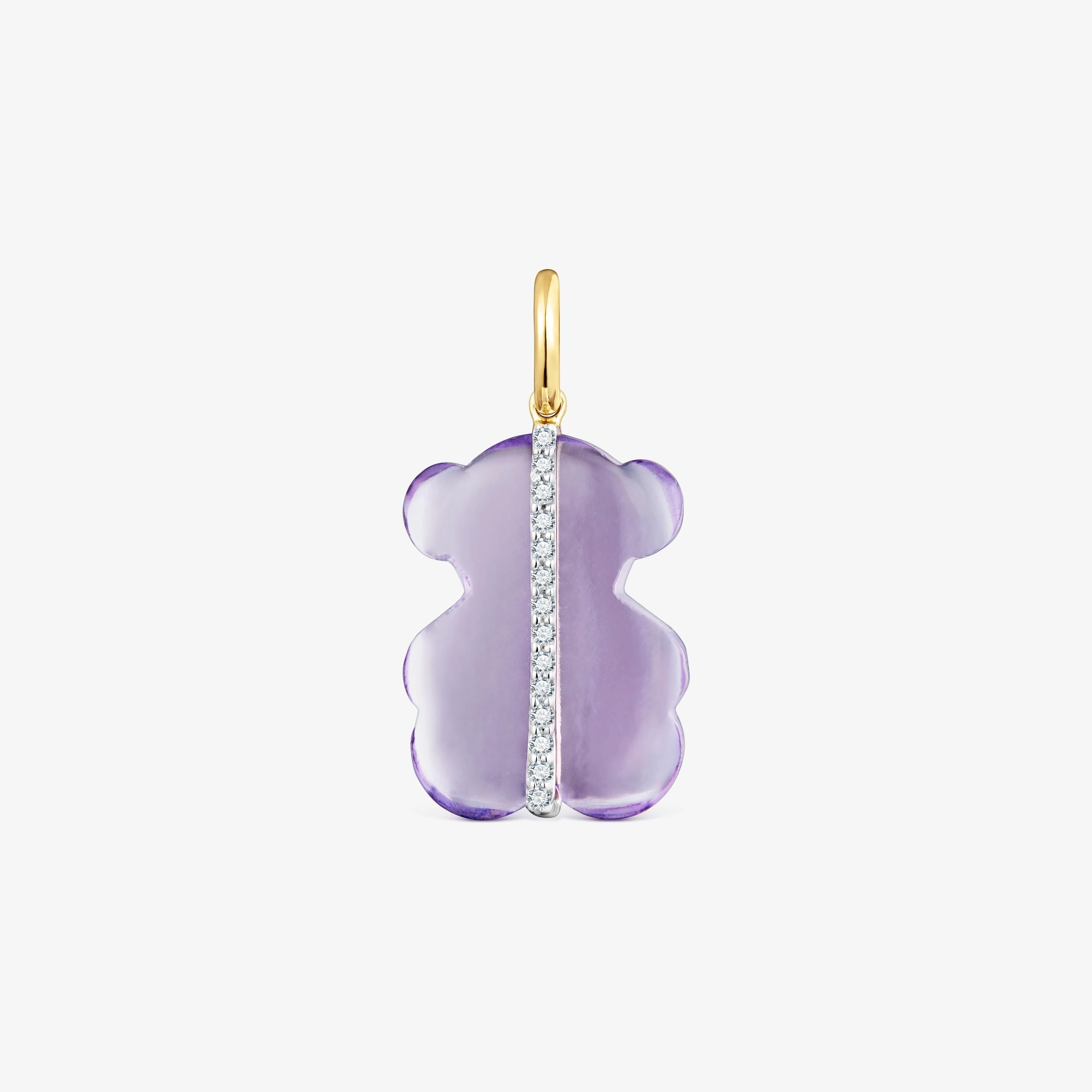 Bear Pendant with diamonds, amethyst and 14K solid gold Sweet Dolls