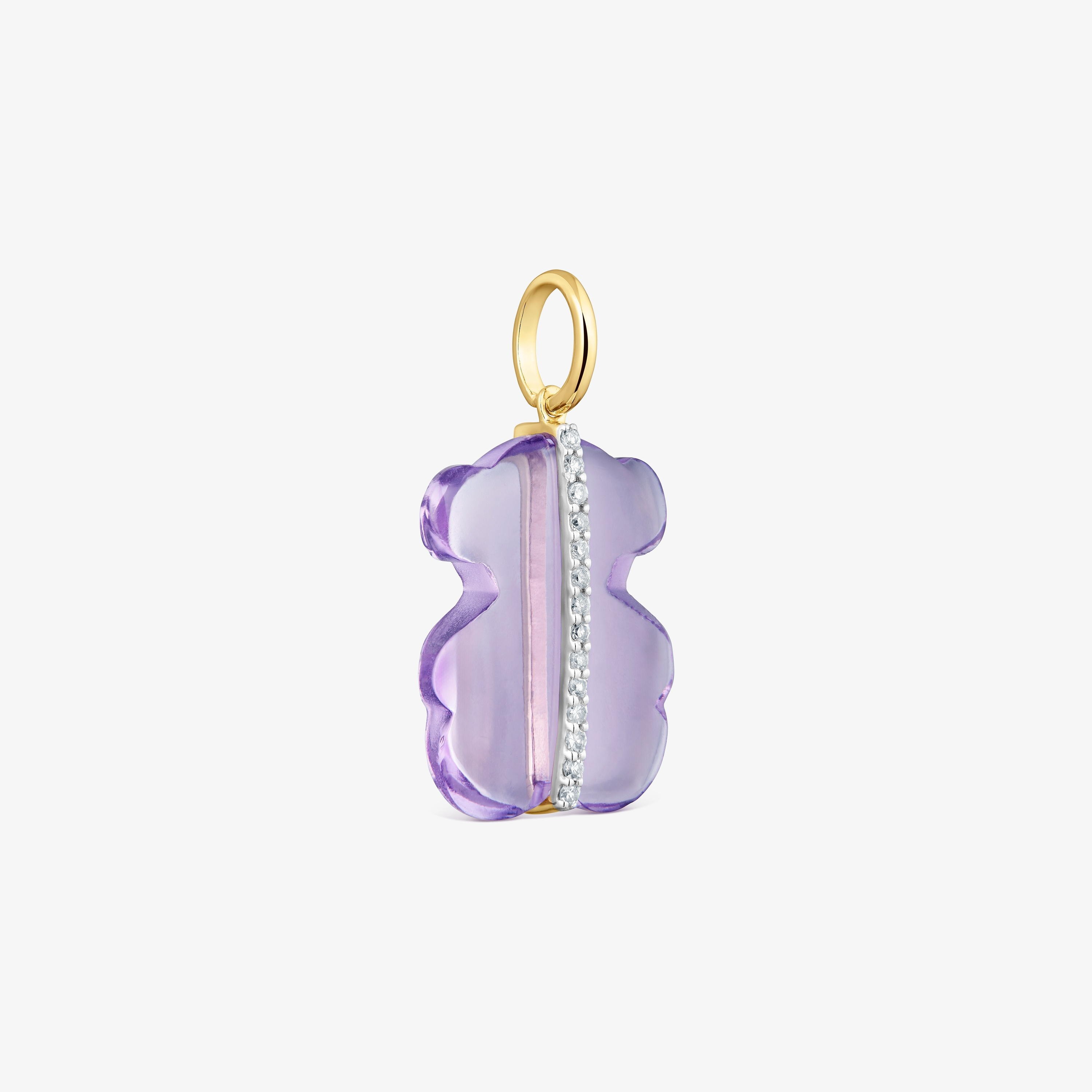 Bear Pendant with diamonds, amethyst and 14K solid gold Sweet Dolls