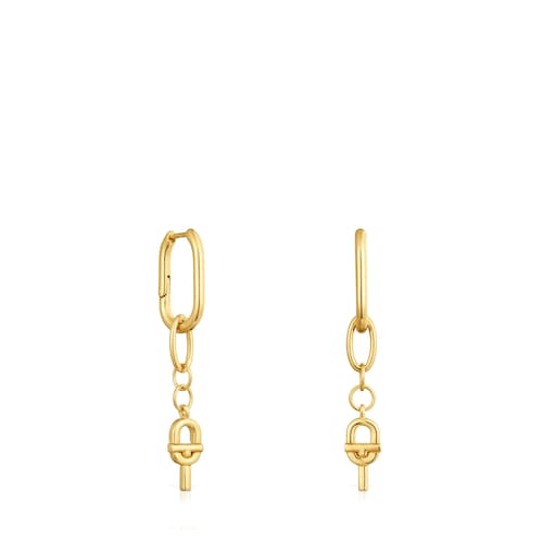 Pendientes de aro largos con baño de oro 18 kt sobre plata TOUS MANIFESTO