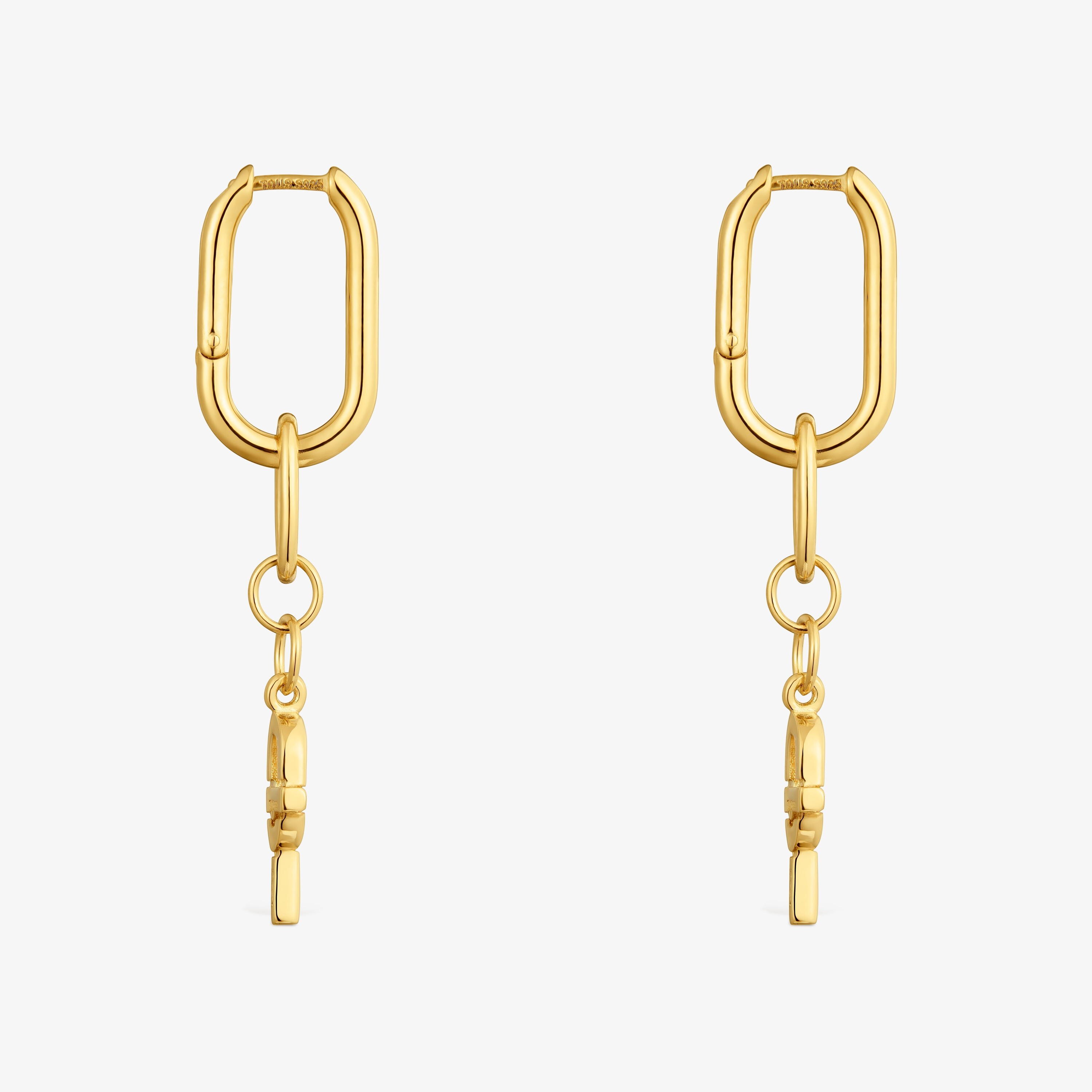 Long hoop earrings with 18K gold vermeil TOUS MANIFESTO