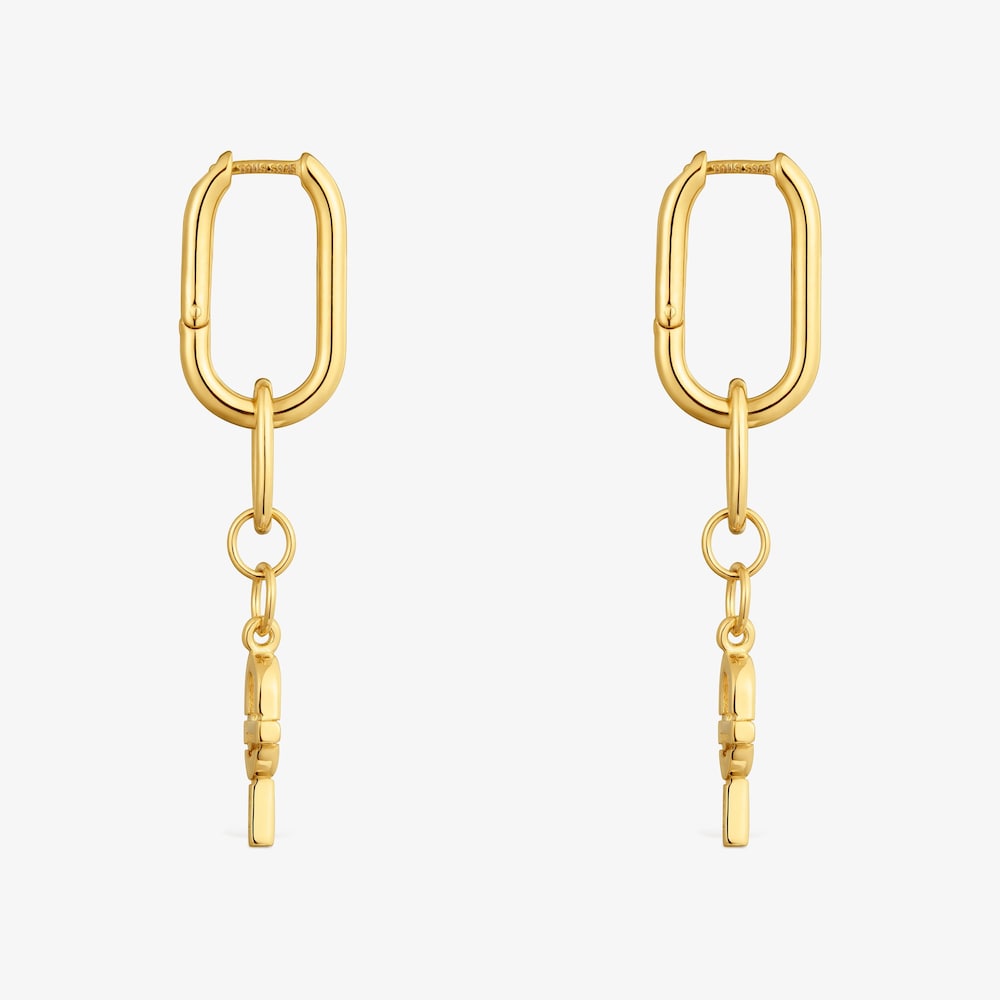 Długie kolczyki kreolki ze srebra powlekanego 18-karatowym złotem TOUS MANIFESTO