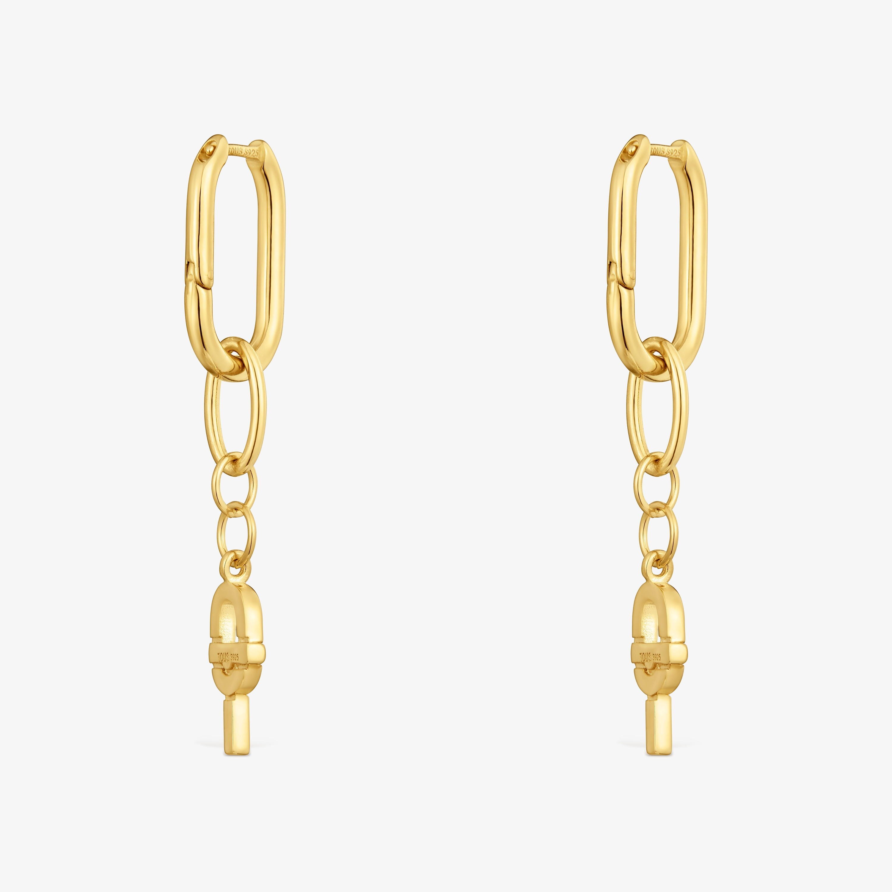 Long hoop earrings with 18K gold vermeil TOUS MANIFESTO