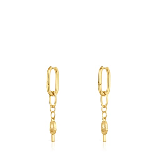 Pendientes de aro largos con baño de oro 18 kt sobre plata TOUS MANIFESTO