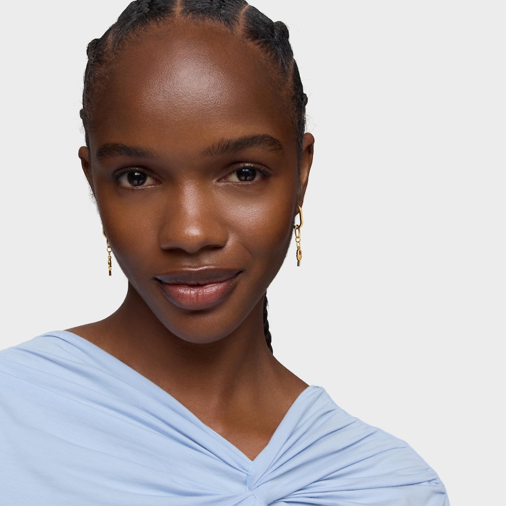 Długie kolczyki kreolki ze srebra powlekanego 18-karatowym złotem TOUS MANIFESTO