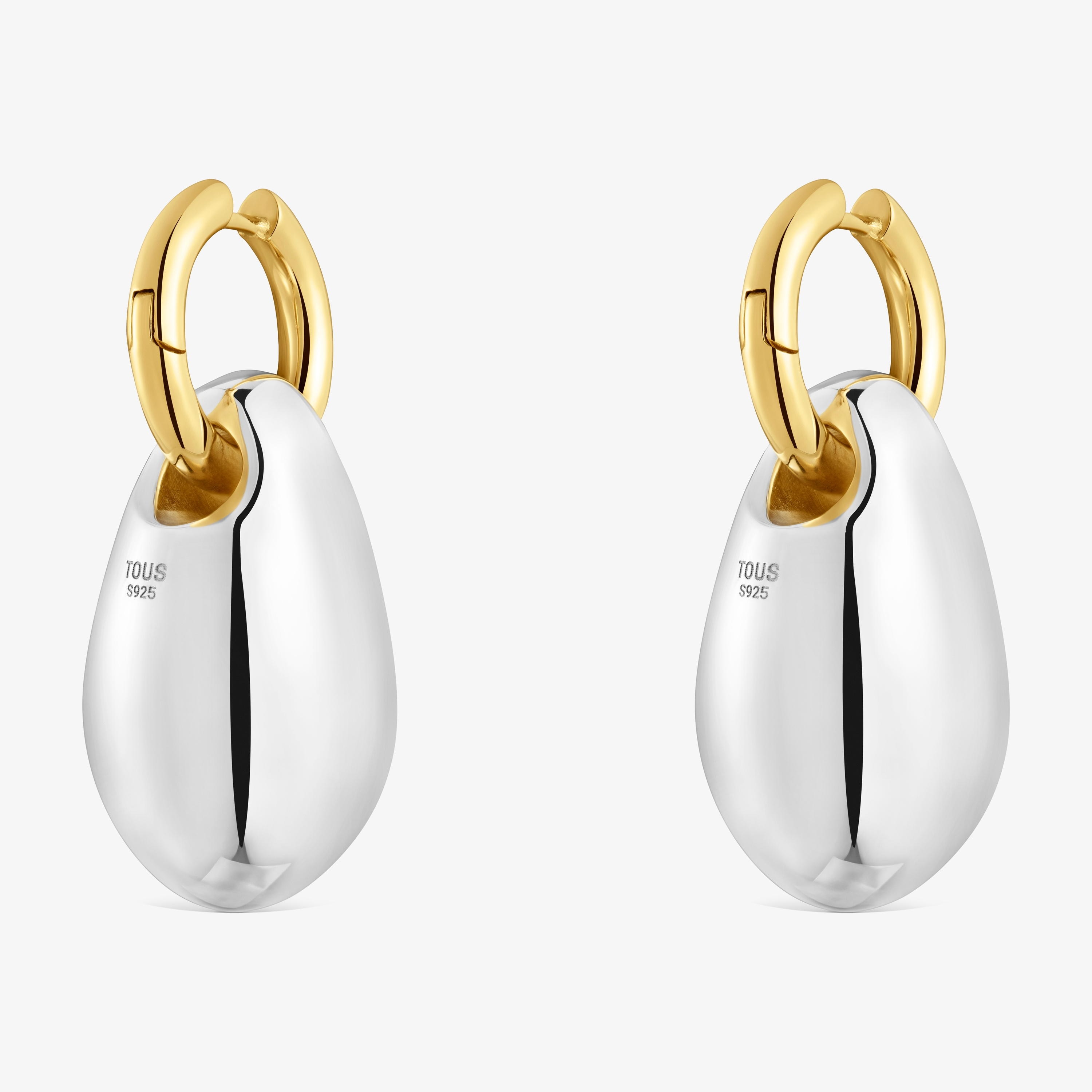 Long two-tone Hoop earrings Warm