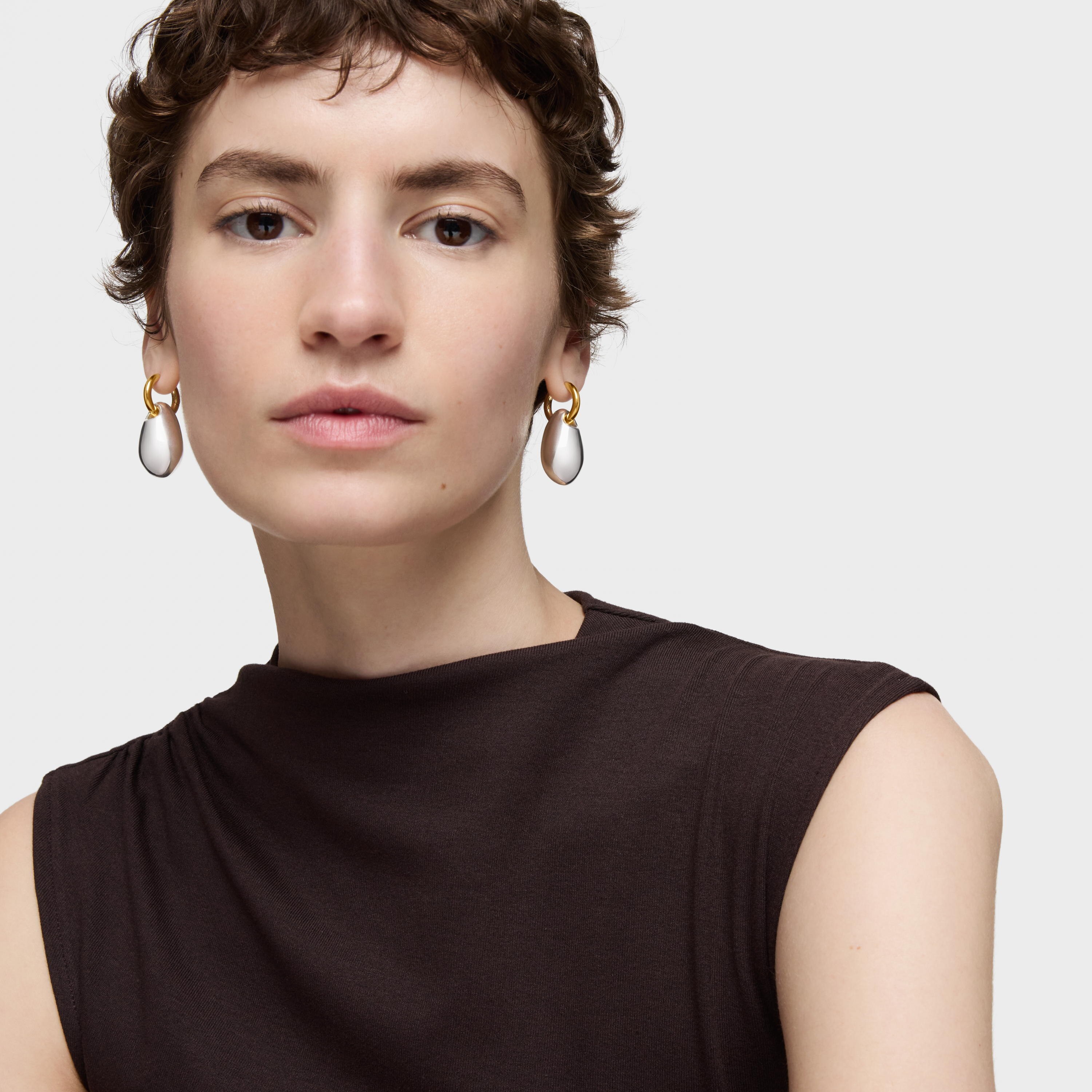 Long two-tone Hoop earrings Warm