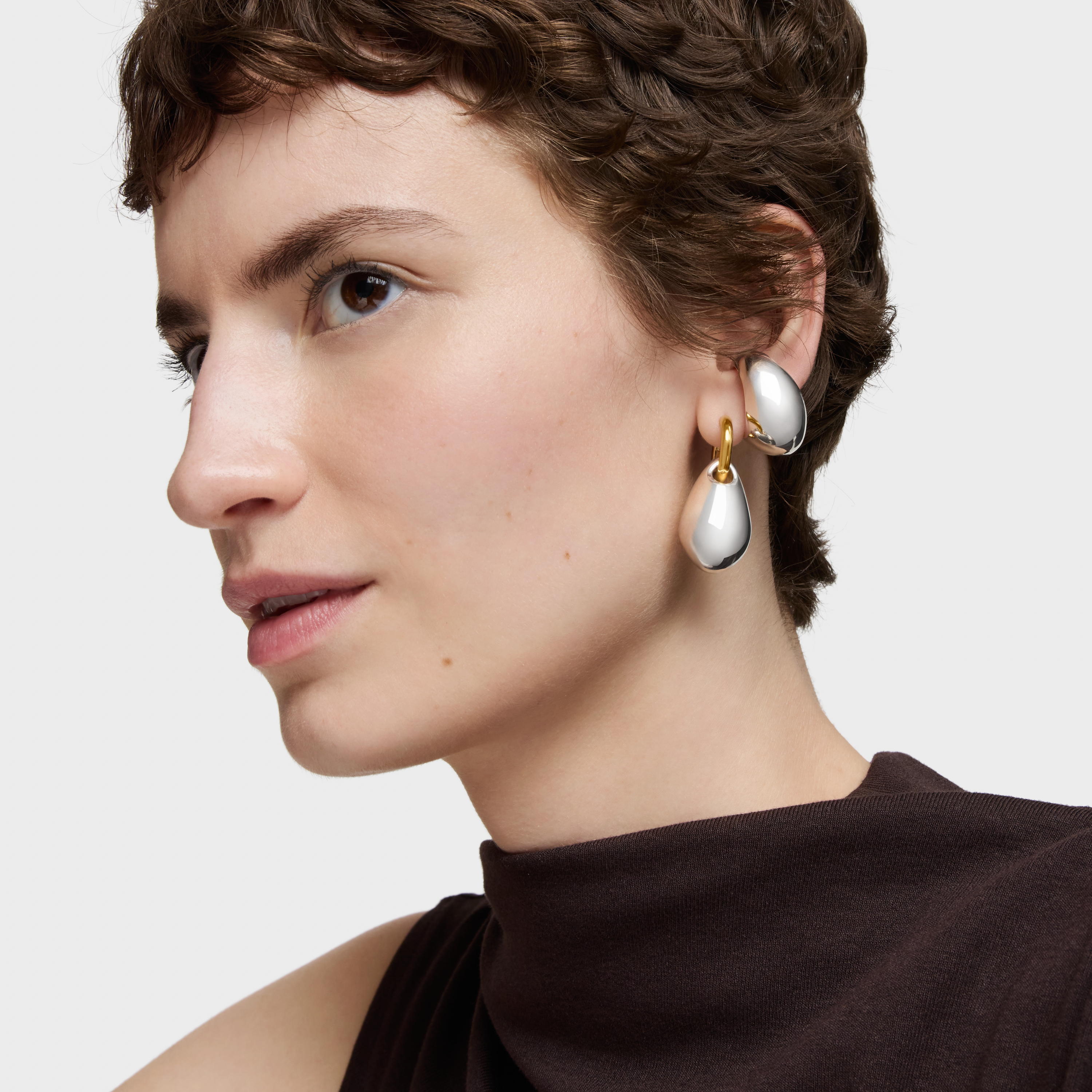 Long two-tone Hoop earrings Warm