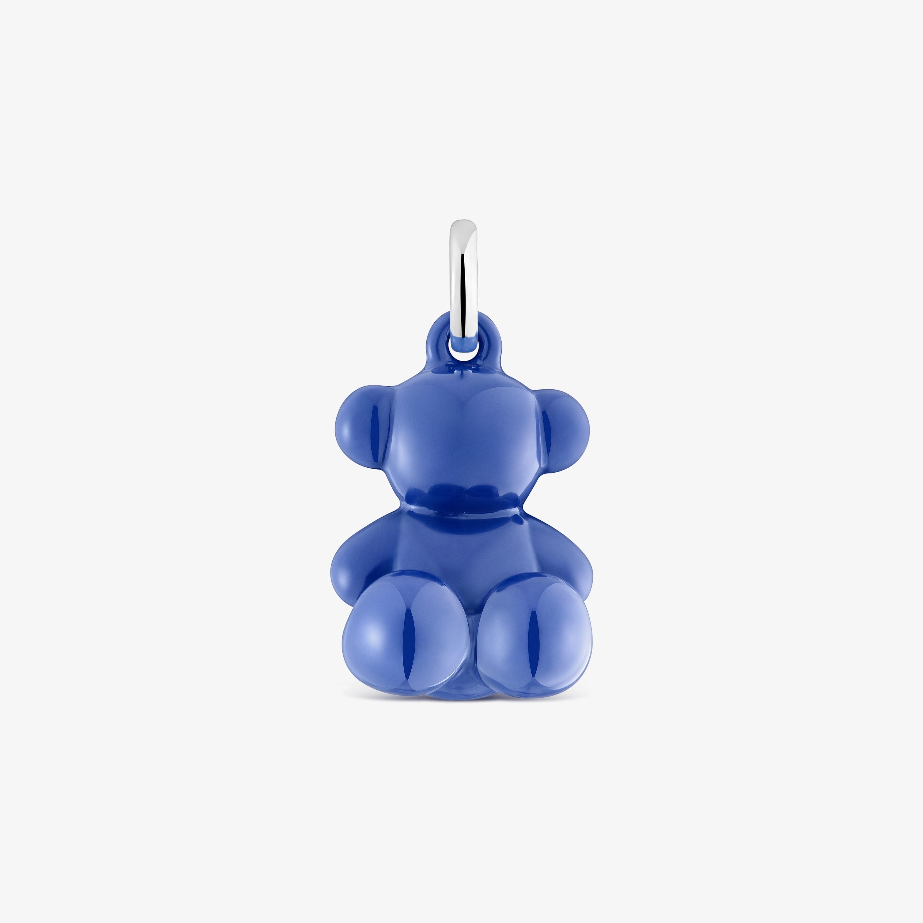 Silver and navy blue ceramic Bear pendant Bold Bear
