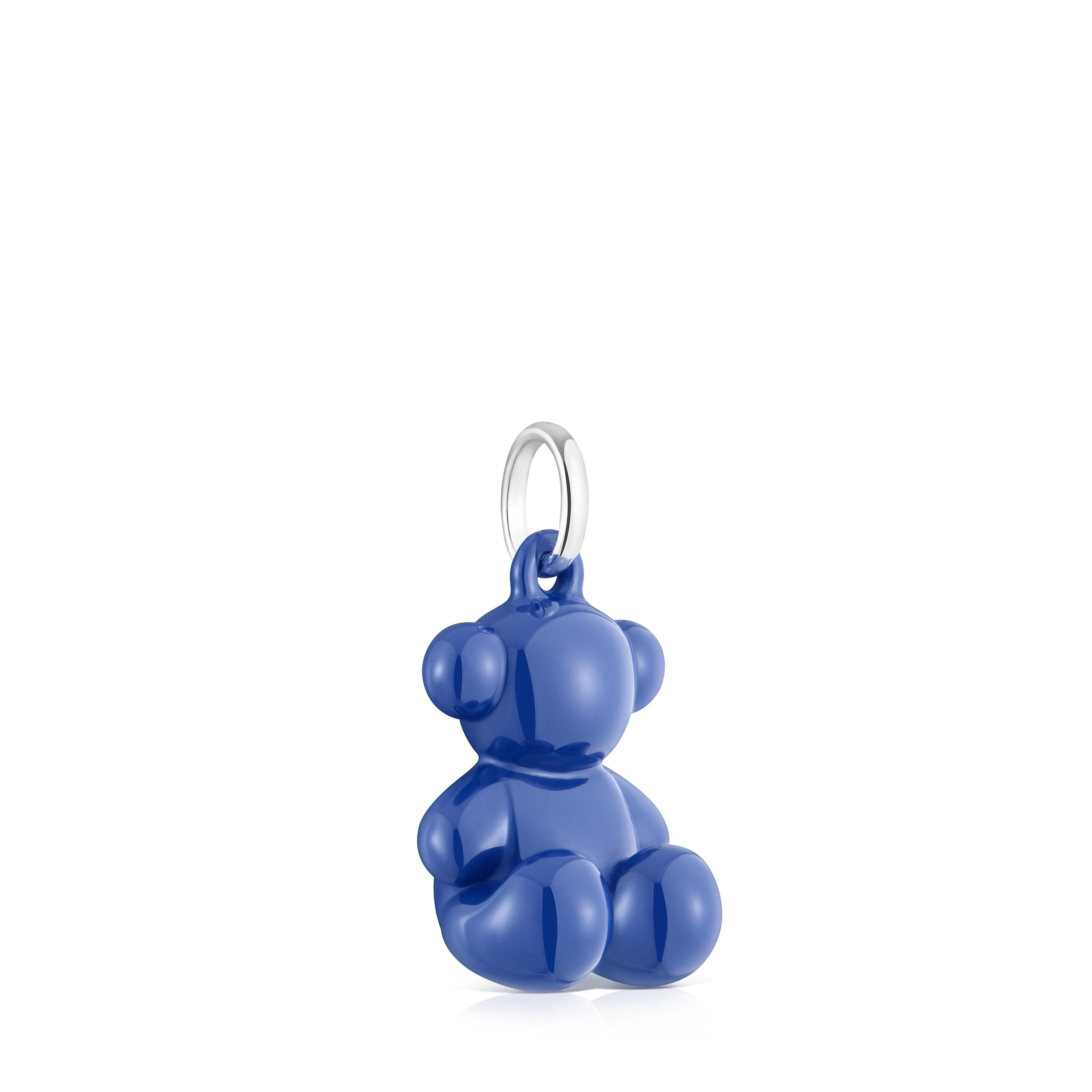 Silver and navy blue ceramic Bear pendant Bold Bear